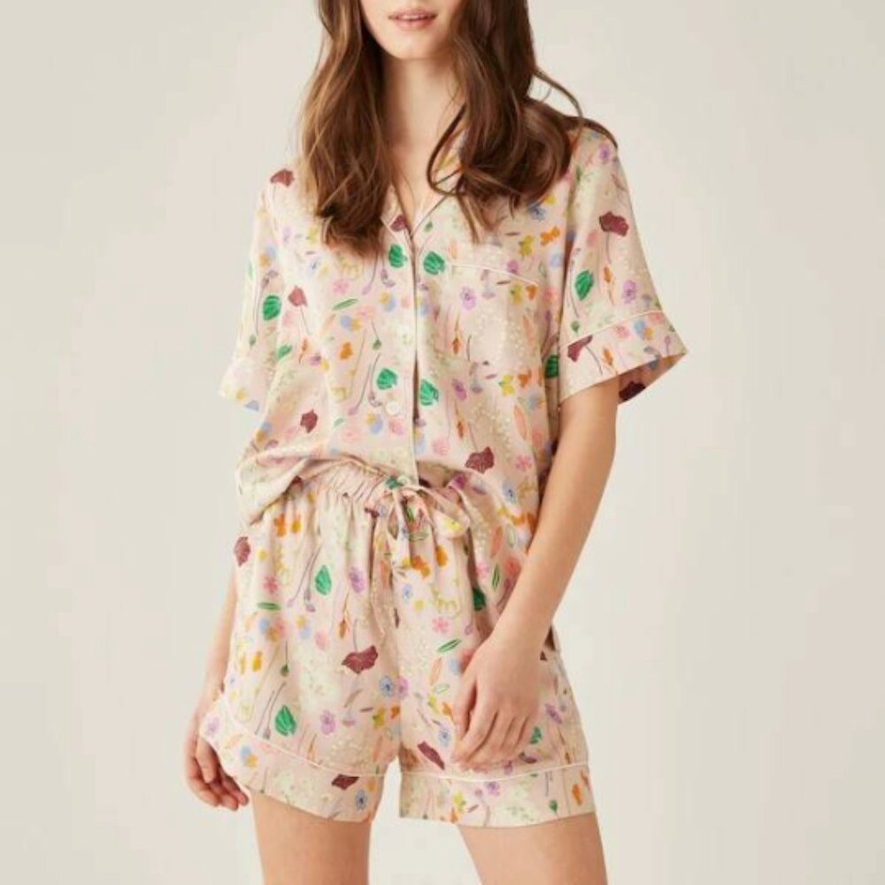Love & Lore Floral Pajama PJ Set Lyocell S Botanical Lounge Set